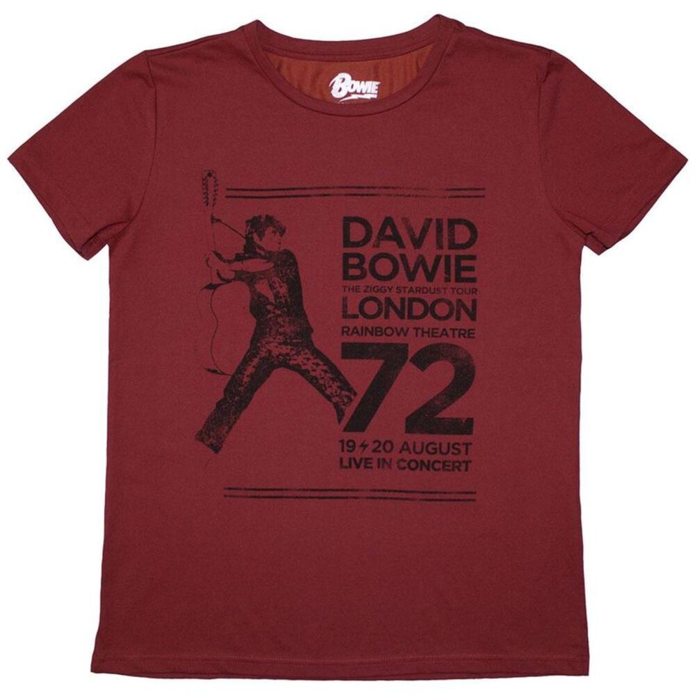 David Bowie Womens/Ladies Rainbow Theatre T-Shirt / Red